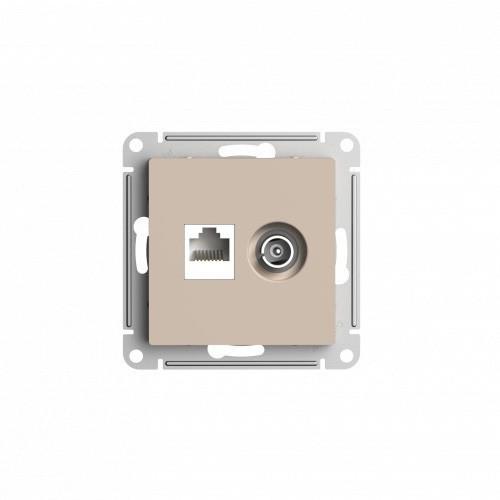 ATLASDESIGN РОЗЕТКА двойная ТВ + компьютерная RJ45, кат. 5Е, ПЕСОЧНЫЙ, ATN001289