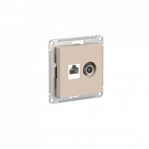 ATLASDESIGN РОЗЕТКА двойная ТВ + компьютерная RJ45, кат. 5Е, ПЕСОЧНЫЙ, ATN001289