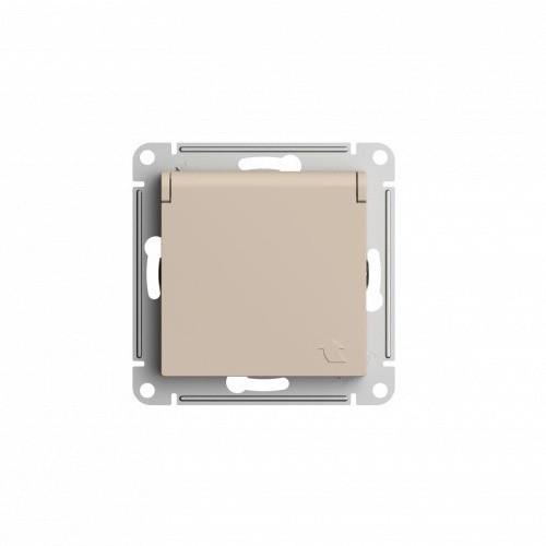 ATLASDESIGN РОЗЕТКА с заземл. со шторк. с крышкой, 16А, IP20, механизм, ПЕСОЧНЫЙ, ATN001246