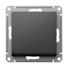 ATLASDESIGN РОЗЕТКА с заземл. со шторками с крышкой, 16А, IP20, механизм, БАЗАЛЬТ, ATN001446