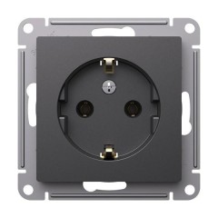 ATLASDESIGN РОЗЕТКА с заземлением, 16А, механизм, БАЗАЛЬТ, ATN001443