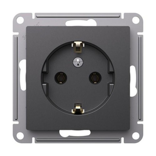 ATLASDESIGN РОЗЕТКА с заземлением, 16А, механизм, БАЗАЛЬТ, ATN001443