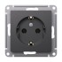 ATLASDESIGN РОЗЕТКА с заземлением, 16А, механизм, БАЗАЛЬТ, ATN001443