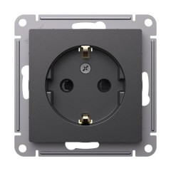 ATLASDESIGN РОЗЕТКА с заземлением со шторками, 16А, механизм, БАЗАЛЬТ, ATN001445