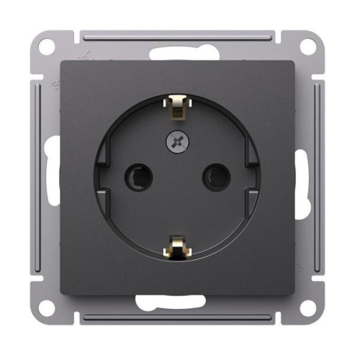 ATLASDESIGN РОЗЕТКА с заземлением со шторками, 16А, механизм, БАЗАЛЬТ, ATN001445