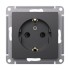 ATLASDESIGN РОЗЕТКА с заземлением со шторками, 16А, механизм, БАЗАЛЬТ, ATN001445