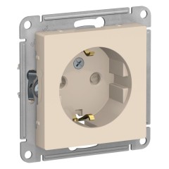 ATLASDESIGN РОЗЕТКА с заземлением со шторками, 16А, механизм, БЕЖЕВЫЙ, ATN000245