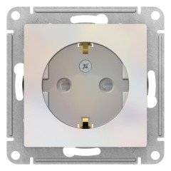 ATLASDESIGN РОЗЕТКА с заземлением со шторками, 16А, механизм, ЖЕМЧУГ, ATN000445
