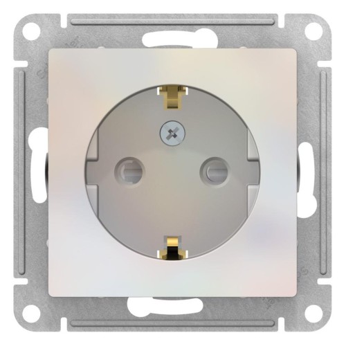 ATLASDESIGN РОЗЕТКА с заземлением со шторками, 16А, механизм, ЖЕМЧУГ, ATN000445