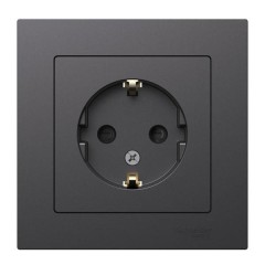 ATLASDESIGN РОЗЕТКА с заземлением со шторками, 16А, в сборе, БАЗАЛЬТ, ATN001444