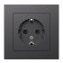ATLASDESIGN РОЗЕТКА с заземлением со шторками, 16А, в сборе, БАЗАЛЬТ, ATN001444