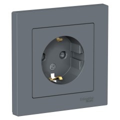 ATLASDESIGN РОЗЕТКА с заземлением со шторками, 16А, в сборе, ГРИФЕЛЬ, ATN000744