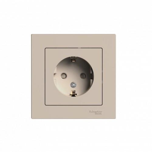 ATLASDESIGN РОЗЕТКА с заземлением со шторками, 16А, в сборе, ПЕСОЧНЫЙ, ATN001244