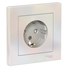 ATLASDESIGN РОЗЕТКА с заземлением со шторками, 16А, в сборе, ЖЕМЧУГ, ATN000444