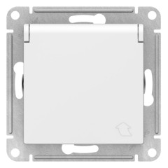 ATLASDESIGN РОЗЕТКА с заземлением  со шторками с крышкой, 16А, IP20, механизм, БЕЛЫЙ, ATN000146
