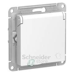 ATLASDESIGN РОЗЕТКА с заземлением  со шторками с крышкой, 16А, IP20, механизм, БЕЛЫЙ, ATN000146