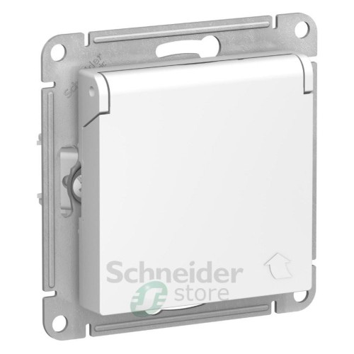 ATLASDESIGN РОЗЕТКА с заземлением  со шторками с крышкой, 16А, IP20, механизм, БЕЛЫЙ, ATN000146