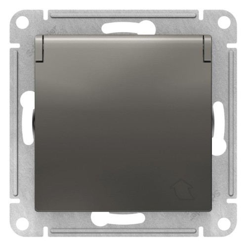 ATLASDESIGN РОЗЕТКА с заземлением  со шторками с крышкой, 16А, IP20, механизм, СТАЛЬ, ATN000946