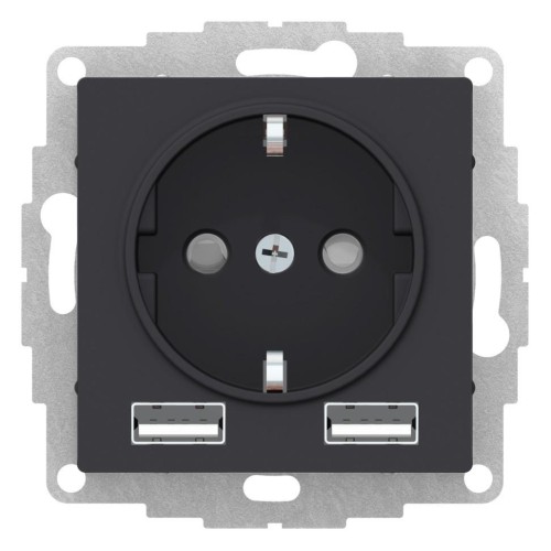 ATLASDESIGN SO + USB розетка A+A, 5В/2,4А, 2х5В/1,2 А, карбон, ATN001030