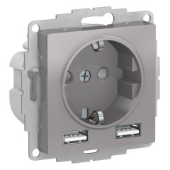 ATLASDESIGN SO + USB розетка A+A, 5В/2,4А, 2х5В/1,2А, алюминий, ATN000330