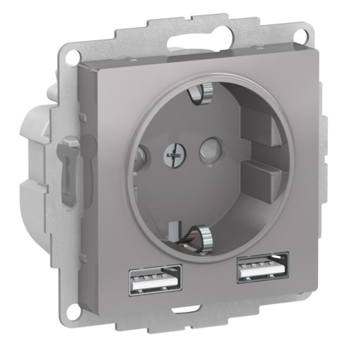 ATLASDESIGN SO + USB розетка A+A, 5В/2,4А, 2х5В/1,2А, алюминий, ATN000330