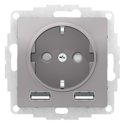 ATLASDESIGN SO + USB розетка A+A, 5В/2,4А, 2х5В/1,2А, алюминий, ATN000330