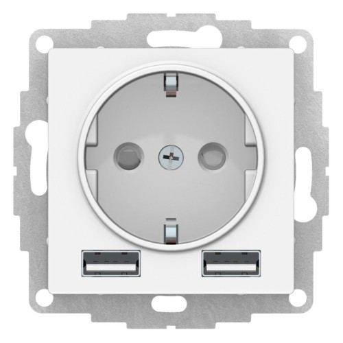 ATLASDESIGN SO + USB розетка A+A, 5В/2,4А, 2х5В/1,2А, белый, ATN000130