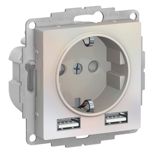 ATLASDESIGN SO + USB розетка A+A, 5В/2,4А, 2х5В/1,2А, жемчуг, ATN000430