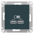 ATLASDESIGN USB РОЗЕТКА, 5В, 1 порт x 2,1 А, 2 порта х 1,05 А, механизм, ИЗУМРУД, ATN000833