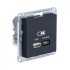 ATLASDESIGN USB РОЗЕТКА A + тип-C 45W высокоскор.заряд. QC, PD, механизм, КАРБОН, ATN001029