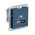 ATLASDESIGN USB РОЗЕТКА A + тип-C 45W высокоскор.заряд. QC,PD, механизм, ИЗУМРУД, ATN000829