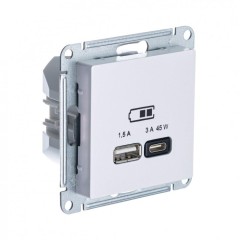 ATLASDESIGN USB РОЗЕТКА A + тип-C 45W высокоскор.заряд. QC,PD, механизм, ЖЕМЧУГ, ATN000429