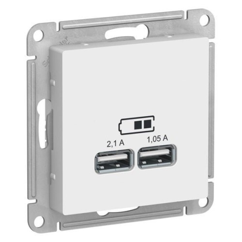 ATLASDESIGN USB РОЗЕТКА A+A, 5В/2,1 А, 2х5В/1,05 А, механизм, ЛОТОС, ATN001333