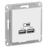 ATLASDESIGN USB РОЗЕТКА A+A, 5В/2,1 А, 2х5В/1,05 А, механизм, ЛОТОС, ATN001333