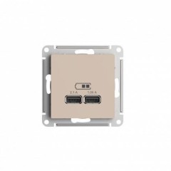 ATLASDESIGN USB РОЗЕТКА A+A, 5В/2,1 А, 2х5В/1,05 А, механизм, ПЕСОЧНЫЙ, ATN001233
