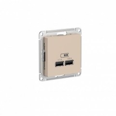 ATLASDESIGN USB РОЗЕТКА A+A, 5В/2,1 А, 2х5В/1,05 А, механизм, ПЕСОЧНЫЙ, ATN001233