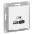 ATLASDESIGN USB РОЗЕТКА А+С, 5В/2,4 А, 2х5В/1,2 А, механизм, ЛОТОС, ATN001339