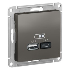 ATLASDESIGN USB розетка A+С, 5В/2,4 А, 2х5В/1,2 А, сталь, ATN000939