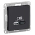 ATLASDESIGN USB розетка A+С, 5В/2,4А, 2х5В/1,2 А, карбон, ATN001039