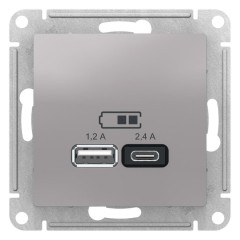 ATLASDESIGN USB розетка A+С, 5В/2,4А, 2х5В/1,2А, алюминий, ATN000339