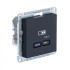 ATLASDESIGN USB РОЗЕТКА тип-C 65W высокоскор.заряд. QC, PD, механизм, КАРБОН, ATN001027