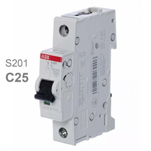 Автоматический выключатель ABB 1-полюсный S201 C25 (автомат электрический) 2CDS251001R0254