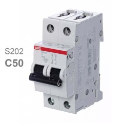 Автоматический выключатель ABB 2-полюсный S202 C50 (автомат электрический) 2CDS252001R0504