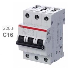 Автоматический выключатель ABB 3-полюсный S203 C16 (автомат электрический) 2CDS253001R0164