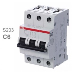 Автоматический выключатель ABB 3-полюсный S203 C6 (автомат электрический) 2CDS253001R0064