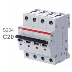 Автоматический выключатель ABB 4-полюсный S204 C20 (автомат электрический) 2CDS254001R0204