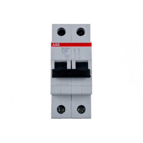 Автоматический выключатель ABB 2-полюсный SH202 C20 6кА (автомат электрический) 2CDS212001R0204