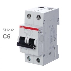 Автоматический выключатель ABB 2-полюсный SH202 C6 6кА (автомат электрический) 2CDS212001R0064