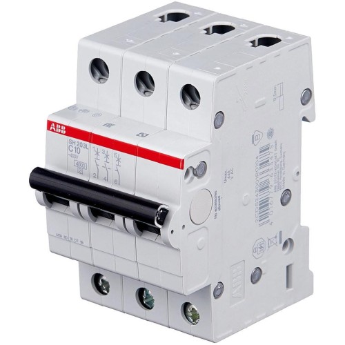 Автоматический выключатель ABB 3-полюсный SH203 C10 6кА (автомат электрический) 2CDS213001R0104