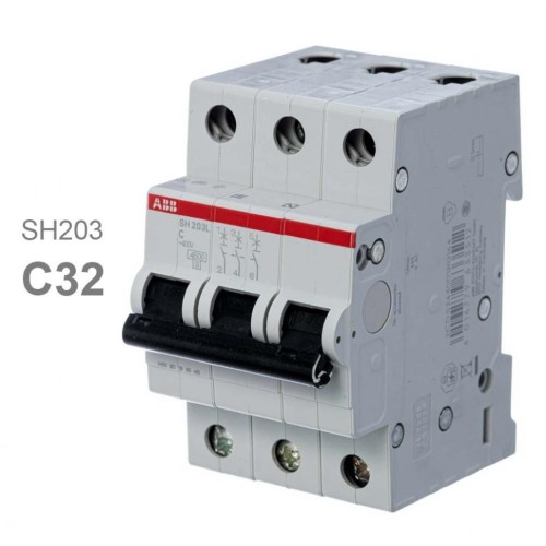 Автоматический выключатель ABB 3-полюсный SH203 C32 6кА (автомат электрический) 2CDS213001R0324